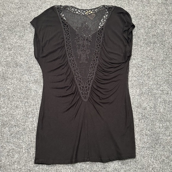 Harley Davidson Angle Wing Tee Medium‎ Black -Lace Back -Rhinestone Embellished - Picture 4 of 5